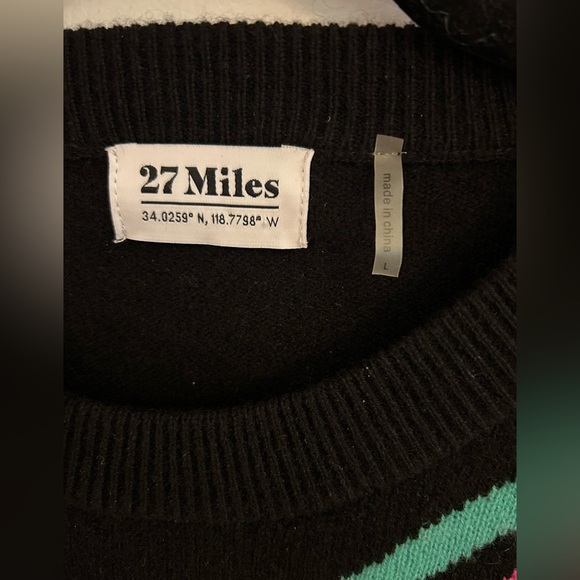 27 Miles black cashmere crew neck sweater stars size Large - Picture 3 of 7